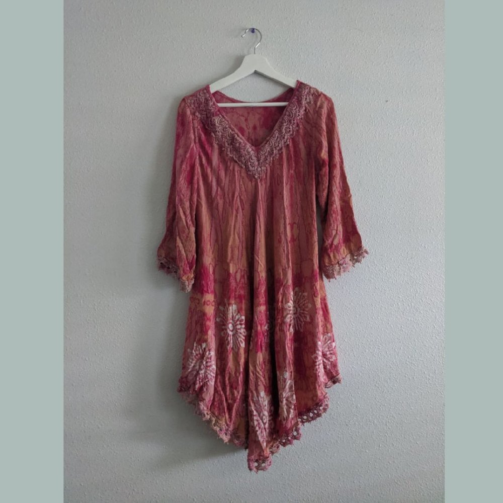 SHORELINE Boho Embroidered Tie Dye Dress Size 1XL